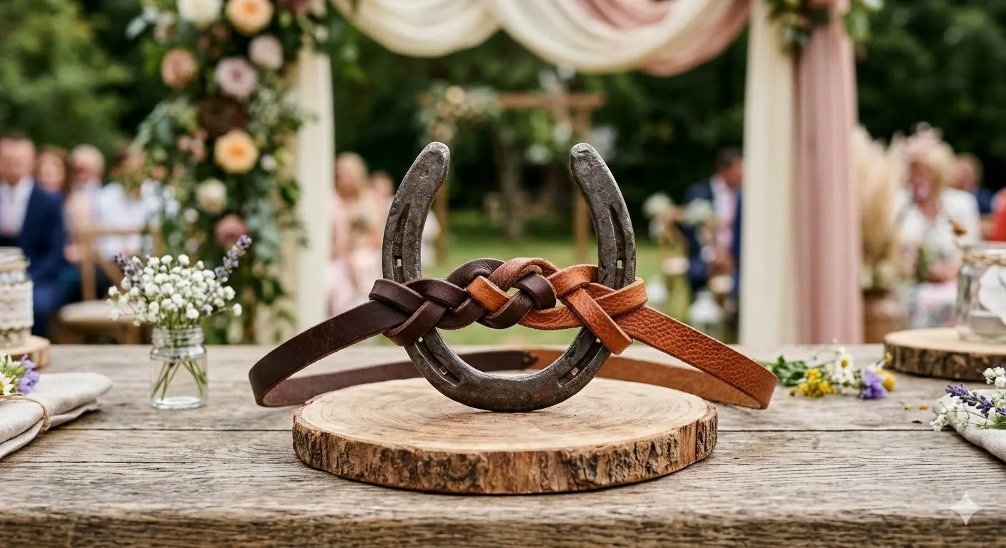 Individuelles Trauritual mit Hufeisen und Lederbändern bei einer freien Trauung
