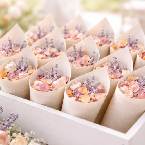 getrocknete Blüten bei der Hochzeit